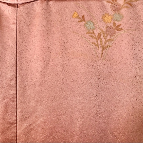 Vintage Pink Floral Japanese Silk Kimono Robe - Picture 7 of 13